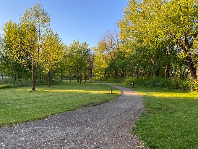 The trail on the backstretch of the loop